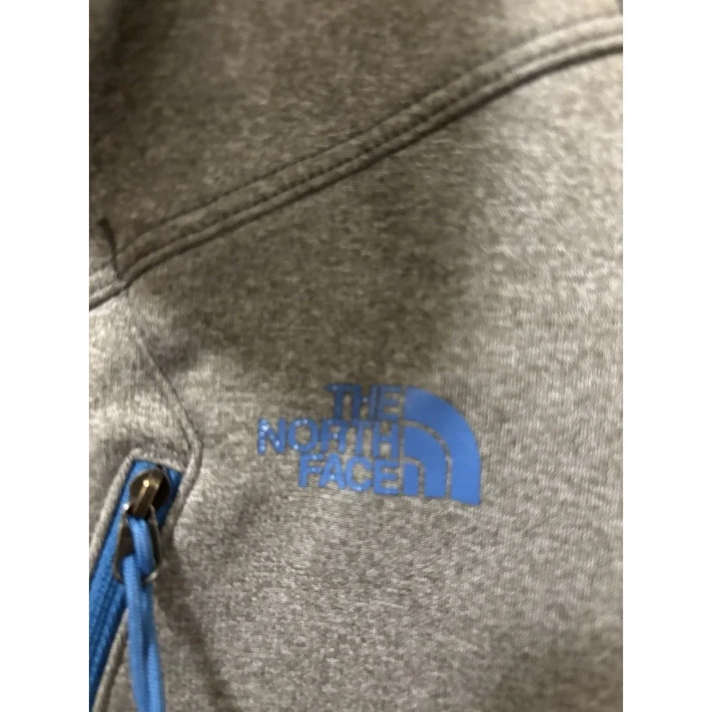 The North Face Mens XL Gray Blue Full Zip Grid Fleece Jacket Active Mid Layer